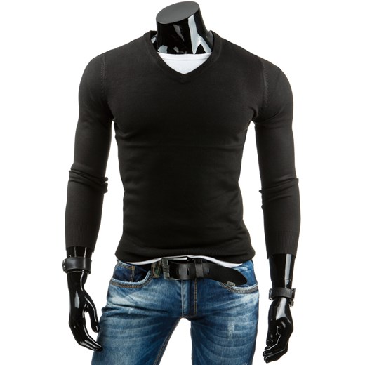 Sweter męski czarny (wx0667) dstreet czarny elastan
