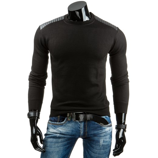 Sweter męski czarny (wx0672) dstreet czarny elastan