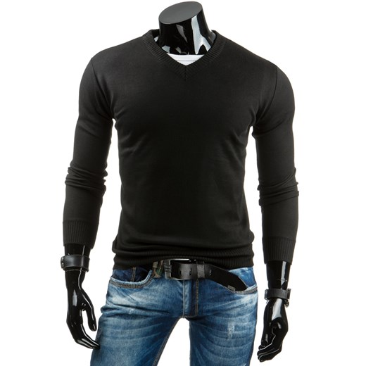 Sweter męski czarny (wx0683) dstreet czarny elastan