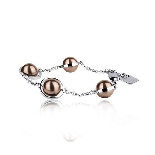 Elegancka bransoleta stalowa z perłami Bronze 77-BA059BZ silverado-pl bialy perły