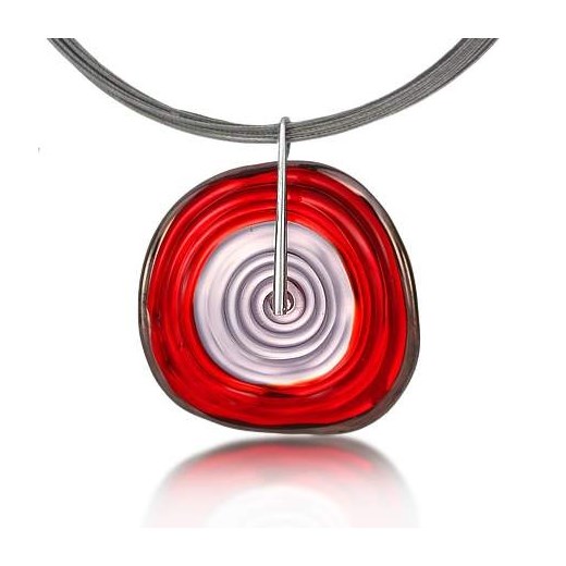 Elegancki naszyjnik ze szkła weneckiego czerwono fioletowy 34-605n silverado-pl czerwony srebrna