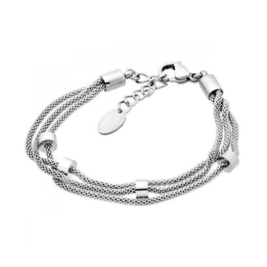 Delikatna bransoletka z łańcuszków z pierścieniami stal szlachetna 77-BA239 silverado-pl bialy srebrna