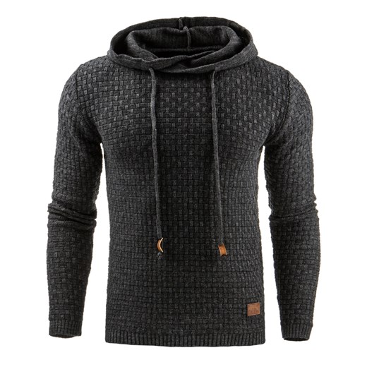 Sweter męski antracytowy (wx0723) dstreet czarny bawełna