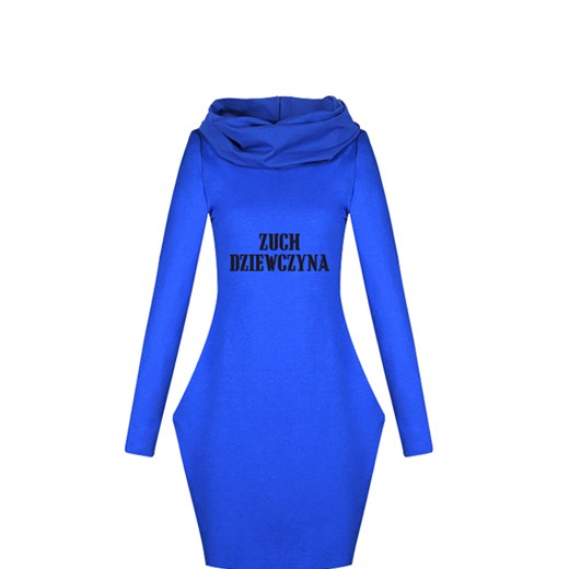 Sukienka dresowa z kominem zuch trendton-pl niebieski dresówka