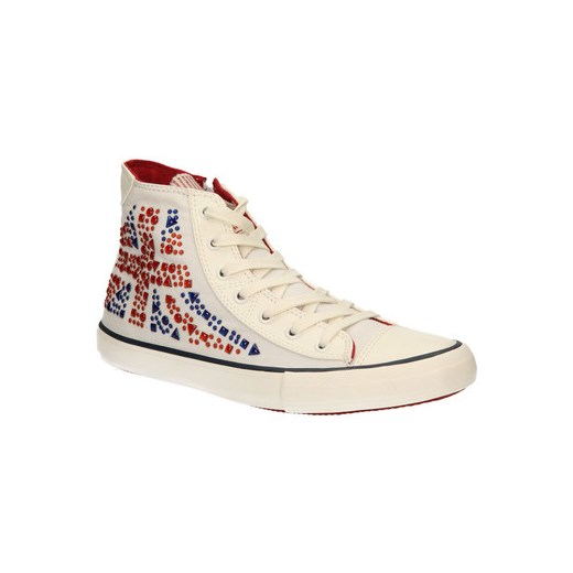 Pepe jeans  Buty TRAMPKI  PGS30064  Pepe jeans spartoo bezowy casual