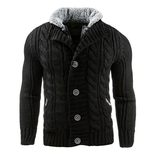Sweter męski czarny (wx0718) dstreet czarny guziki