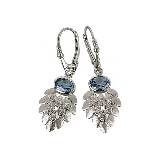 Kolczyki srebrne wiszące szyszki O403 cacko24 bialy cyrkonia