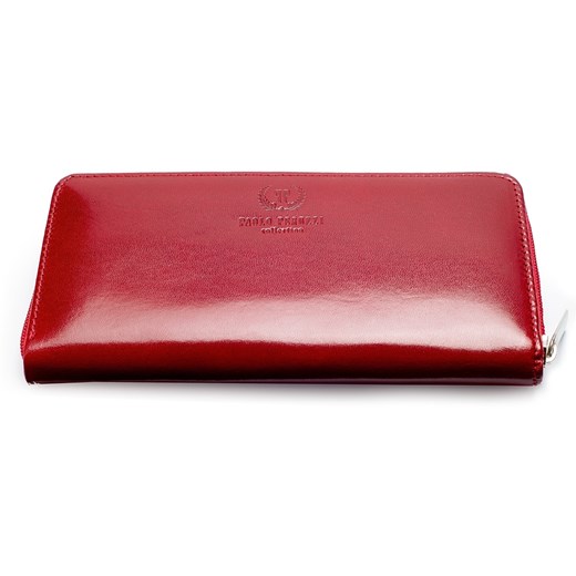 PAOLO PERUZZI ekskluzywny skórzany portfel damski kopertówka w pudełku GA38 skorzana-com czerwony lato