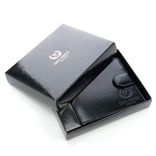 PAOLO PERUZZI ekskluzywny skórzany portfel męski w pudełku czarny GA55 skorzana-com szary jesień