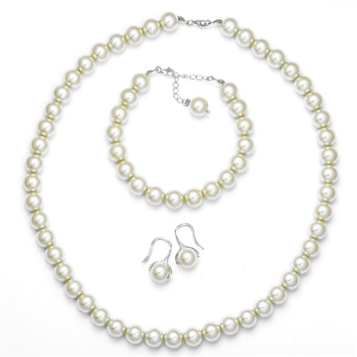 Komplet Srebrny 925 Białe Perły GRAWER PER07 murrano-pl bialy perły