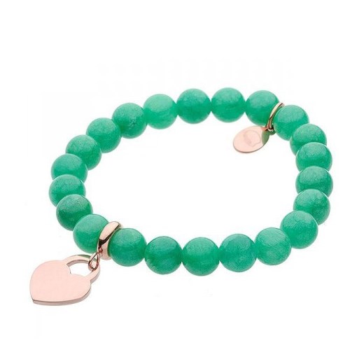 Piękna, emeraldowa bransoletka z zawieszką - sercem różowe złoto 77-BA279RE silverado-pl bialy kamienie