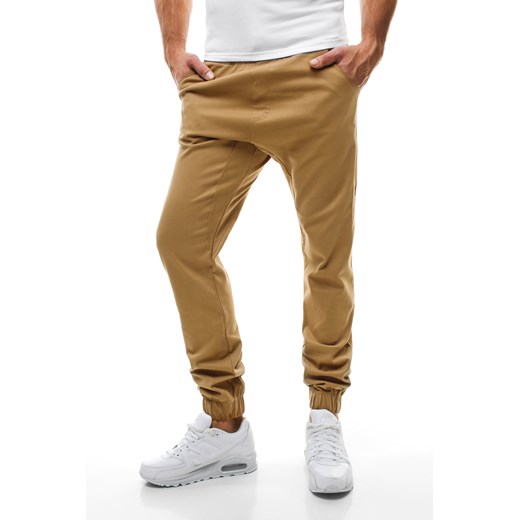 ATHLETIC 399 SPODNIE MĘSKIE CHINO JOGGERY CAMELOWE - camel ozonee-pl brazowy boho