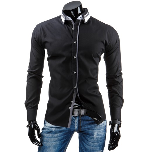 Koszula męska czarna (dx0913) dstreet czarny bawełna