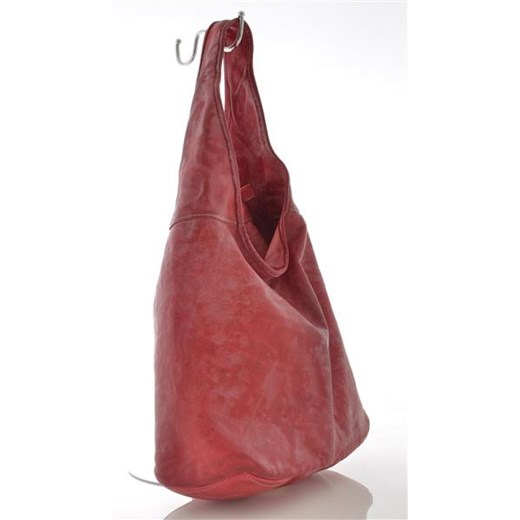 Stylowa skórzana torebka worek cervandone-pl czerwony materiałowe