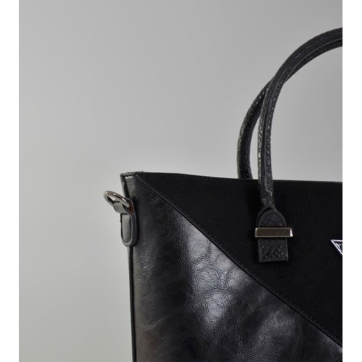 Elegancka duża torebka ze wstawką z włosia oraz zamszu cervandone-pl czarny lato