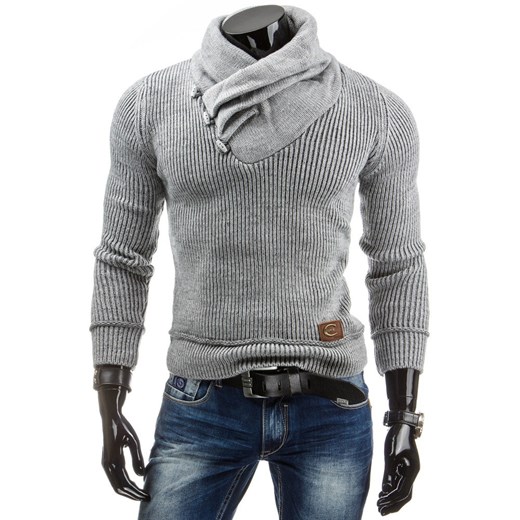 Sweter męski (wx0564) dstreet szary dopasowane