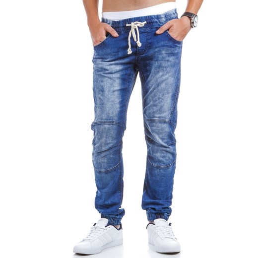 Spodnie joggery męskie niebieskie (ux0408) dstreet niebieski elastan
