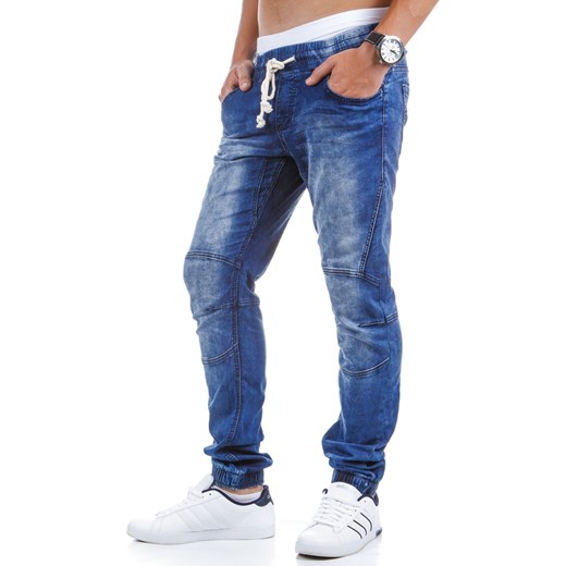 Spodnie joggery męskie niebieskie (ux0408) dstreet niebieski modne