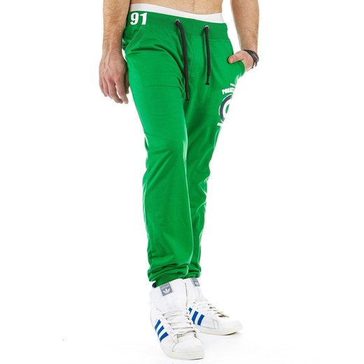 Spodnie dresowe baggy (ux0178) dstreet zielony nadruki