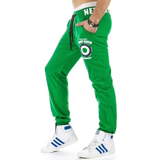 Spodnie dresowe baggy (ux0178) dstreet zielony ściągacz