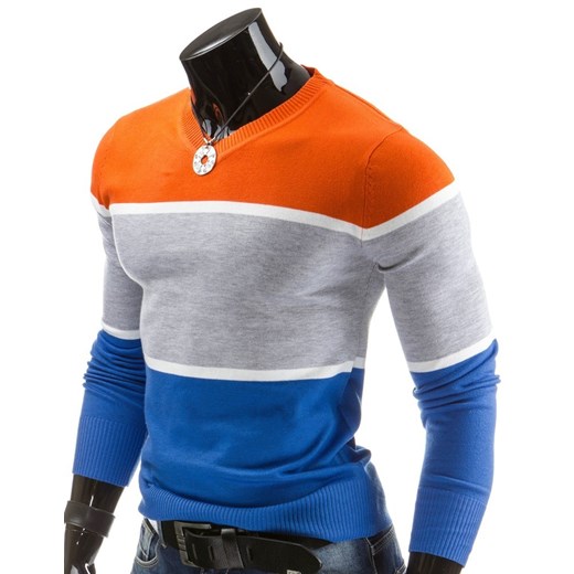 Sweter w serek (wx0513) dstreet niebieski minimalistyczny