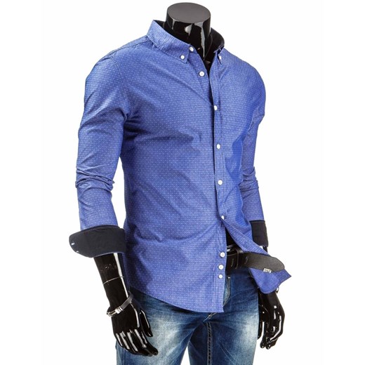 Koszula z długim rękawem (dx0749) dstreet niebieski Koszule męskie slim