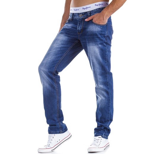 Spodnie jeansowe lekko przecierane (ux0306) dstreet niebieski casual