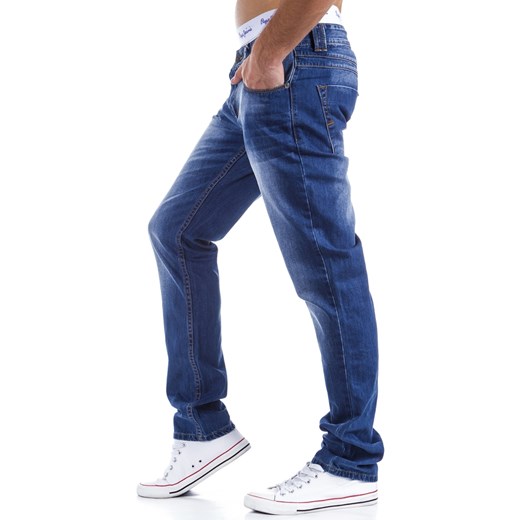 Spodnie jeansowe lekko przecierane (ux0306) dstreet granatowy jeans