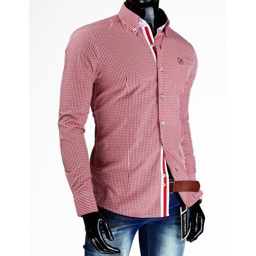 Koszula z długim rękawem (dx0359) dstreet rozowy Koszule z długim rękawem męskie