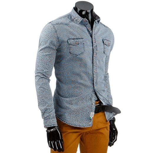 Koszula męska jeansowa (dx0871) dstreet niebieski casual