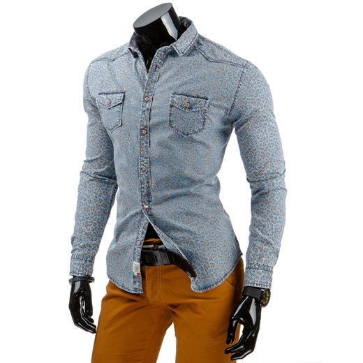 Koszula męska jeansowa (dx0871) dstreet niebieski fit