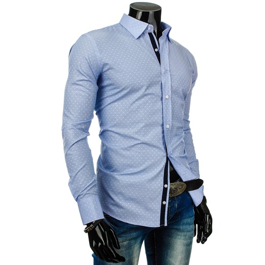 Koszula z długim rękawem (dx0219) dstreet niebieski minimalistyczny