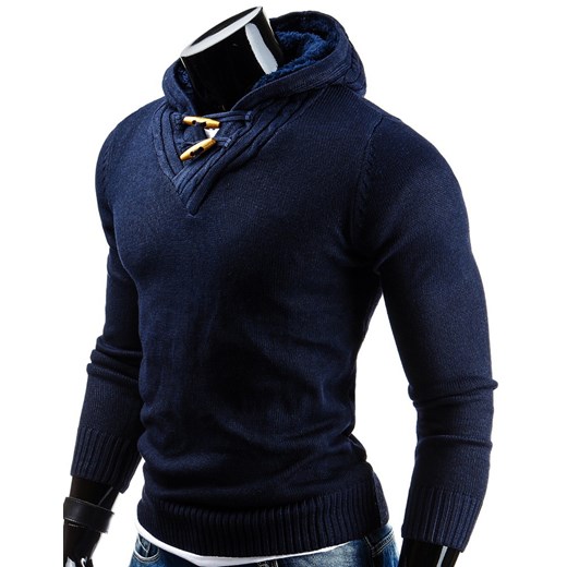 Sweter granatowy męski (wx0454) dstreet czarny męskie