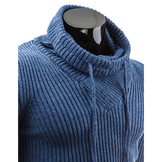 Sweter ze stójką (wx0481) dstreet niebieski modne