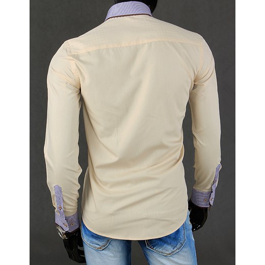 Beżowa koszula z długim rękawem (dx0451) dstreet bezowy bawełna