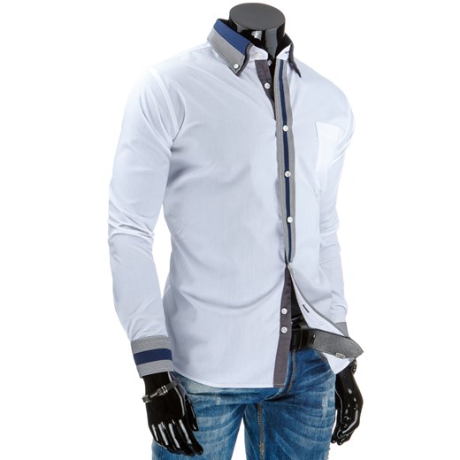 Koszula męska biała (dx0898) dstreet niebieski klasyczny
