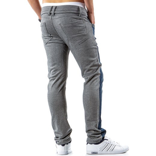 Spodnie męskie jeansowo-dresowe niebiesko-szare (ux0279) dstreet szary casual