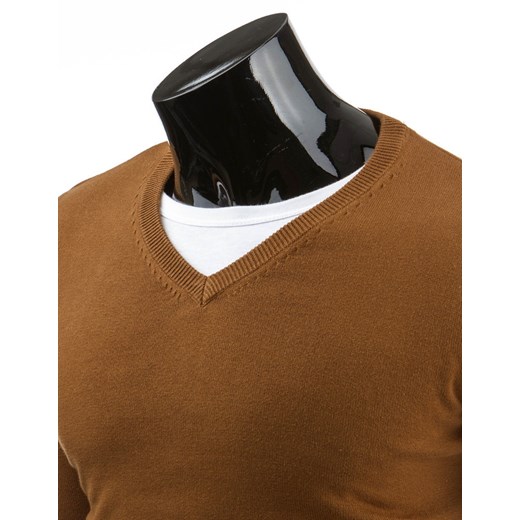 Bawełniany sweter (wx0549) dstreet brazowy minimalistyczny