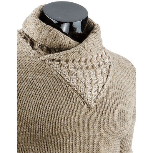 Sweter męski beżowy (wx0700) dstreet bezowy minimalistyczny