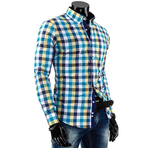 Koszula z długim rękawem kratka (dx0632) dstreet niebieski koszule