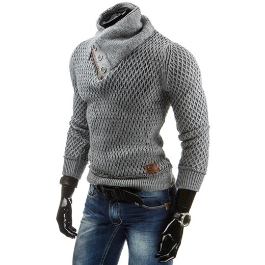 Sweter (wx0566) dstreet szary nowoczesny