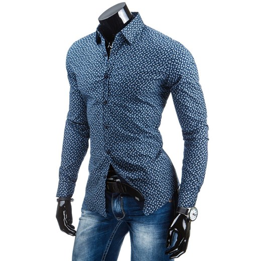 Koszula z długim rękawem (dx0772) dstreet niebieski Koszule męskie slim