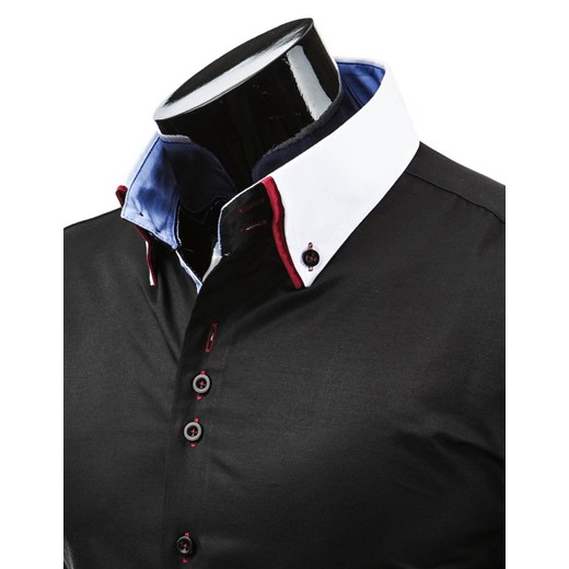 Koszula z długim rękawem (dx0733) dstreet czarny Koszule męskie slim