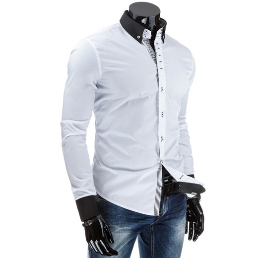 Koszula męska biała (dx0792) dstreet szary koszule