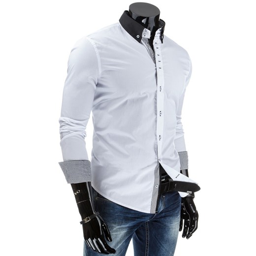 Koszula męska biała (dx0792) dstreet szary Koszule męskie slim