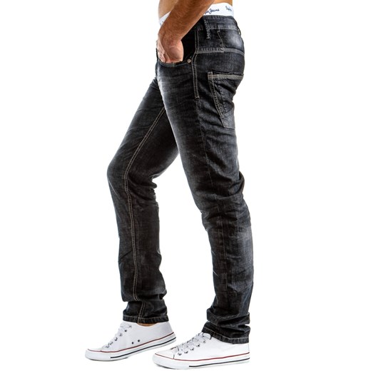 Czarne jeansy męskie przecierane (ux0299) dstreet bialy jeans