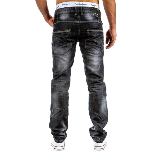 Czarne jeansy męskie przecierane (ux0299) dstreet szary młodzieżowy