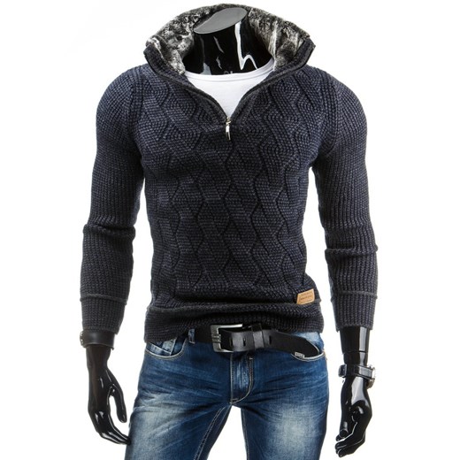 Sweter męski (wx0530) dstreet czarny dopasowane
