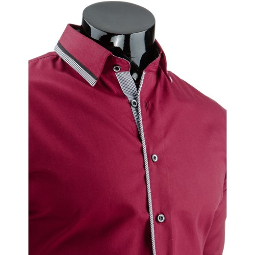 Koszula męska bordowa (dx0899) dstreet czerwony Koszule z długim rękawem męskie