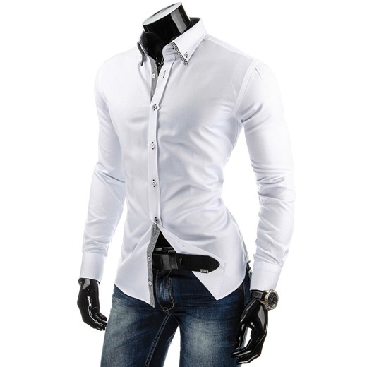 Koszula z długim rękawem (dx0623) dstreet szary Koszule męskie slim